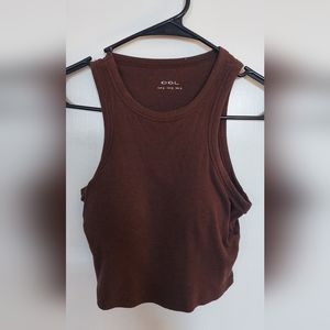 Brown Crop Top (Built-In Bra)